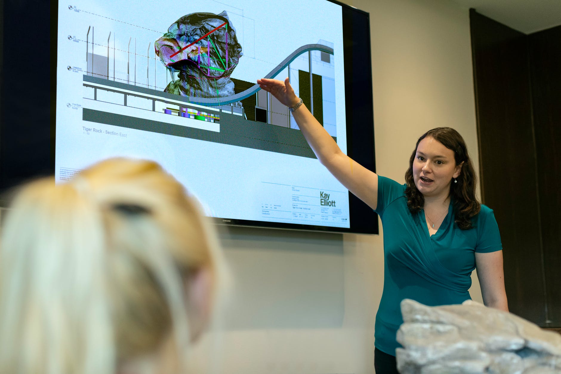 female engineer holding presentation